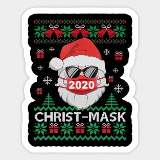 Santa Face Mask Ugly Christmas Sweater 2020 Family Group Pajamas Sticker